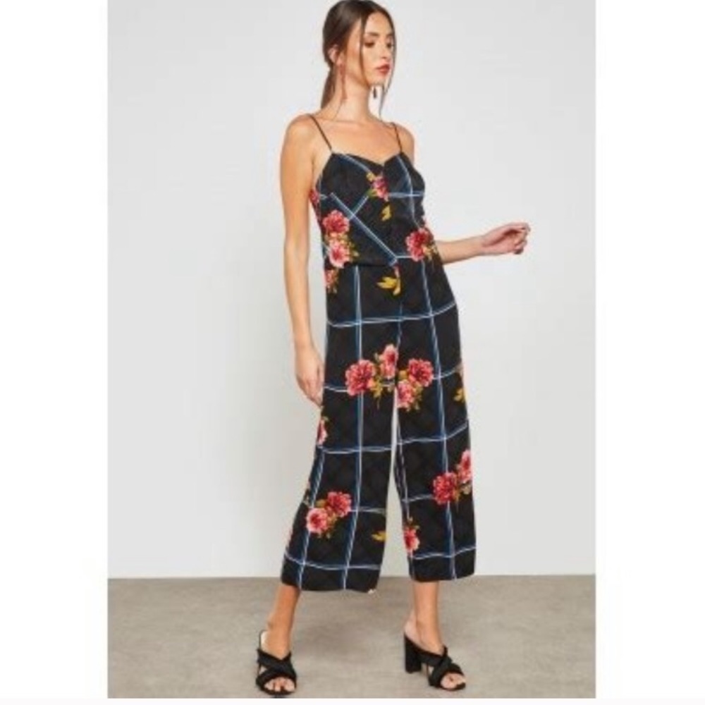 Topshop Check Floral Jumpsuit size 2 - Picture 3 of 12